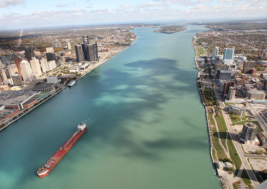 Aerial view of downtown Windsor. (The Windsor Star-Dan Janisse) riverfront, ambassador, detroit river, border